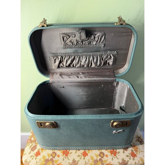 Vintage 50's Skyway Tain Case Suit Case Blue Green - Picture 8 of 16